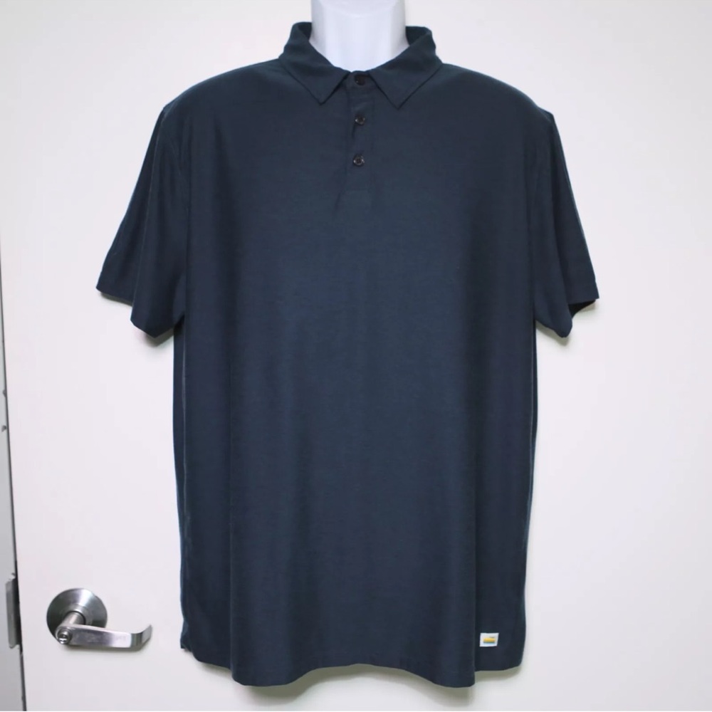 VUORI - V188 Blue Short Sleeve Strato Tech Golf Polo Shirt - Men's Large 🔥